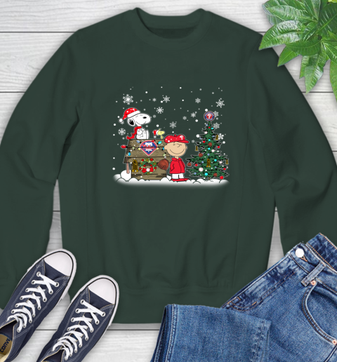 MLB Philadelphia Phillies Snoopy Charlie Brown Christmas Baseball Commissioner's Trophy Sweatshirt 12