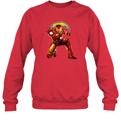 NFL Iron Man Los Angeles Chargers Sweatshirt kz22 nfl iron man los angeles chargers sweatshirt 35 front red