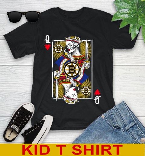 NHL Hockey Boston Bruins The Queen Of Hearts Card Shirt Youth T-Shirt