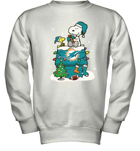 A Happy Christmas With Miami Dolphins Snoopy Shirts Youth Sweatshirt
