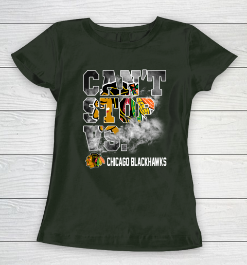 NHL Chicago Blackhawks Hockey Can't Stop Vs Women's T-Shirt 4