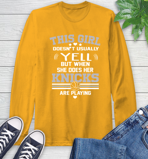 New York Knicks NBA Basketball I Yell When My Team Is Playing Long Sleeve T-Shirt 2