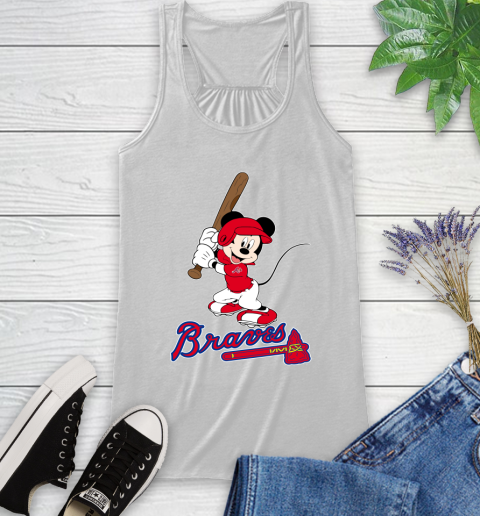 MLB Baseball Atlanta Braves Cheerful Mickey Mouse Shirt Racerback Tank 2