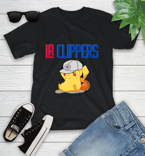 NBA Pikachu Basketball Sports Los Angeles Clippers Youth T-Shirt 2
