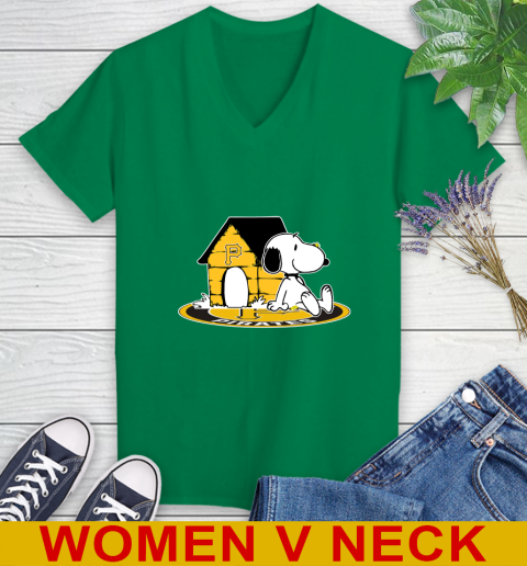 MLB Baseball Pittsburgh Pirates Snoopy The Peanuts Movie Shirt Women's V-Neck T-Shirt 6