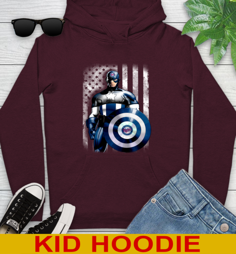 Minnesota Twins MLB Baseball Captain America Marvel Avengers American Flag Shirt Youth Hoodie 7