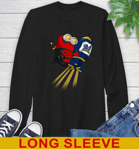 MLB Baseball Milwaukee Brewers Deadpool Minion Marvel Shirt Long Sleeve T-Shirt