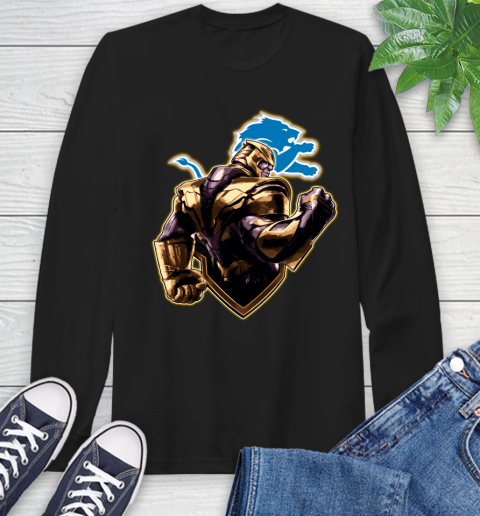 NFL Thanos Avengers Endgame Football Sports Detroit Lions Long Sleeve T-Shirt 2