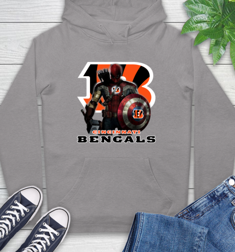 NFL Captain America Thor Spider Man Hawkeye Avengers Endgame Football Cincinnati Bengals Hoodie 6