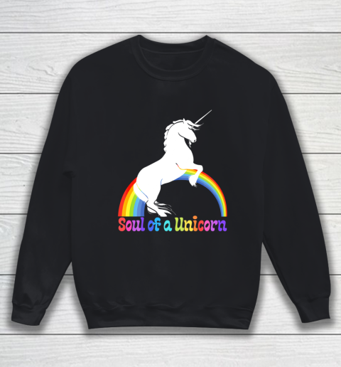 White Unicorn Rainbow Colors Soul of a Unicorn Fun Fashion Sweatshirt