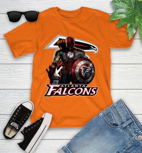 NFL Captain America Thor Spider Man Hawkeye Avengers Endgame Football Atlanta Falcons Youth T-Shirt 7