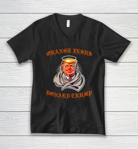 Orange Jesus Donald Trump V-Neck T-Shirt