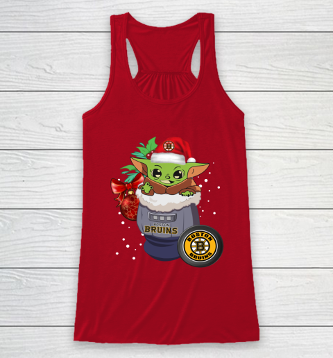 Boston Bruins Christmas Baby Yoda Star Wars Funny Happy NHL Racerback Tank 5