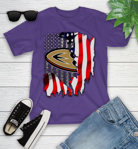 Anaheim Ducks NHL Hockey American Flag Youth T-Shirt 3