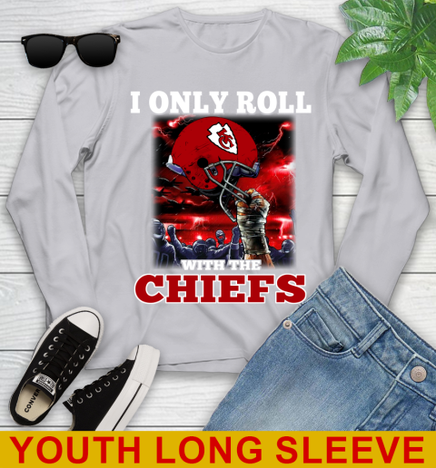 Kansas City Chiefs NFL Football I Only Roll With My Team Sports Youth Long Sleeve 5