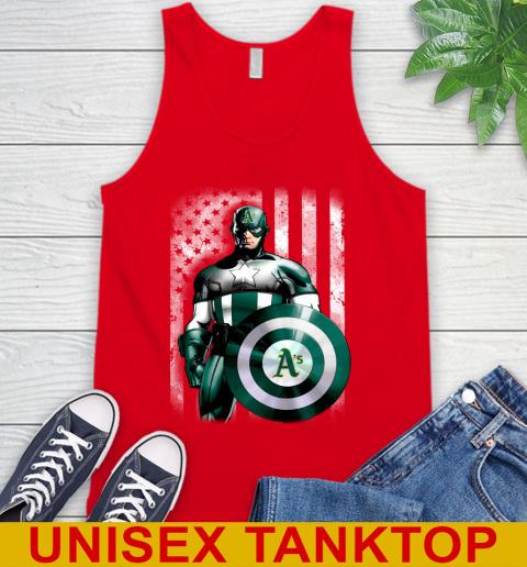 Oakland Athletics MLB Baseball Captain America Marvel Avengers American Flag Shirt Tank Top 5