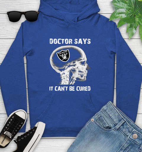 NFL Oakland Raiders Football Skull It Can't Be Cured Shirt Youth Hoodie 9