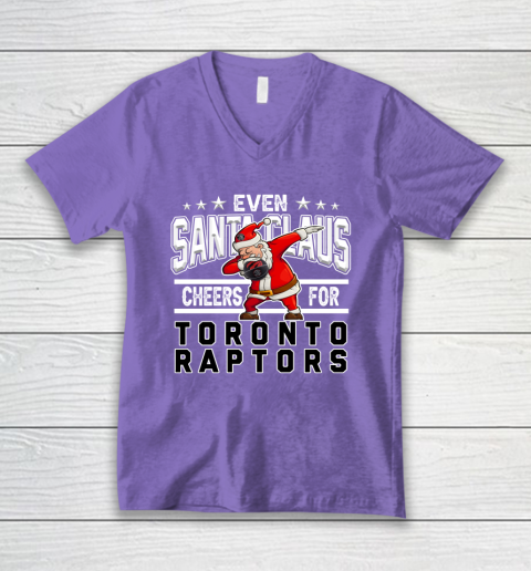 Toronto Raptors Even Santa Claus Cheers For Christmas NBA V-Neck T-Shirt 8