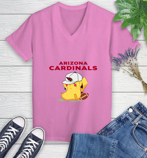NFL Pikachu Football Sports Arizona Cardinals Women's V-Neck T-Shirt 14