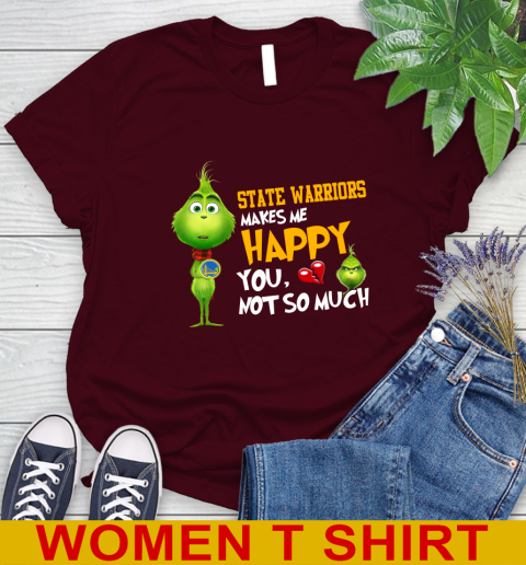 NBA Golden State Warriors Makes Me Happy You Not So Much Grinch Basketball Sports Women's T-Shirt 6