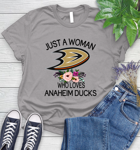 NHL Just A Woman Who Loves Anaheim Ducks Hockey Sports Women's T-Shirt 3