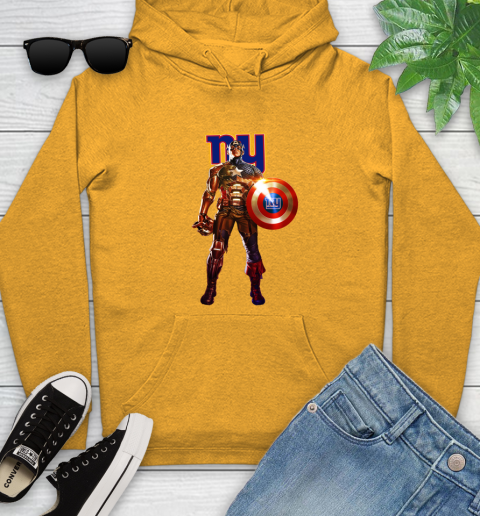 NFL Captain America Marvel Avengers Endgame Football Sports New York Giants Youth Hoodie 3