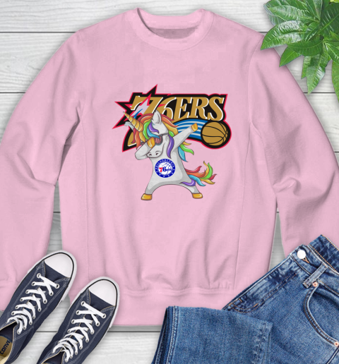 Philadelphia 76ers NBA Basketball Funny Unicorn Dabbing Sports Sweatshirt 9