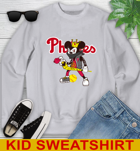 Philadelphia Phillies MLB Baseball Mickey Peace Sign Sports Youth Sweatshirt 4