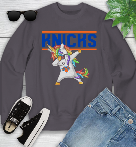 New York Knicks NBA Basketball Funny Unicorn Dabbing Sports Youth Sweatshirt 6