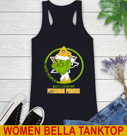 Pittsburgh Penguins NHL Christmas Grinch I Hate People But I Love My Favorite Hockey Team Racerback Tank 10