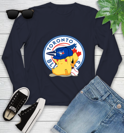 MLB Pikachu Baseball Sports Toronto Blue Jays Youth Long Sleeve 3