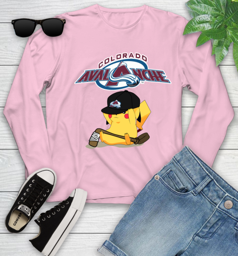 NHL Pikachu Hockey Sports Colorado Avalanche Youth Long Sleeve 10