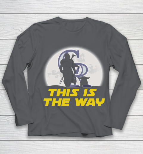 Colorado Rockies MLB Baseball Star Wars Yoda And Mandalorian This Is The Way Youth Long Sleeve 6