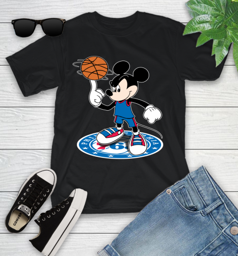 NBA Basketball Philadelphia 76ers Cheerful Mickey Disney Shirt Youth T-Shirt