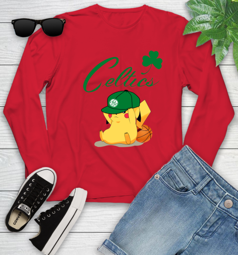 NBA Pikachu Basketball Sports Boston Celtics Youth Long Sleeve 11