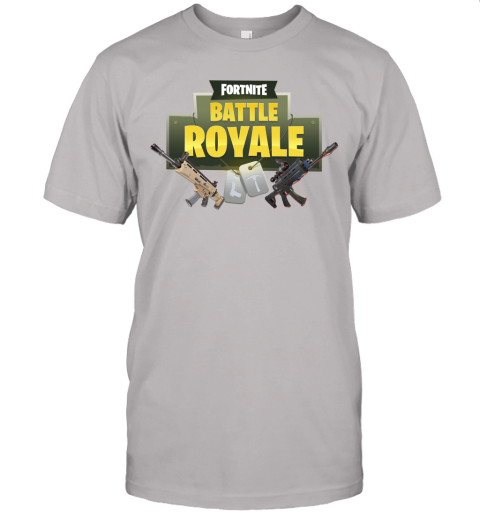 0wsk fortnite battle royale logo with assault rifle shirts jersey t shirt 60 front ash
