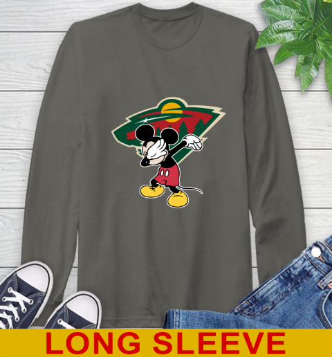 Minnesota Wild NHL Hockey Dabbing Mickey Disney Sports Long Sleeve T-Shirt 8