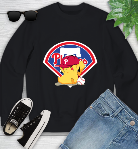 MLB Pikachu Baseball Sports Philadelphia Phillies Youth Sweatshirt 2