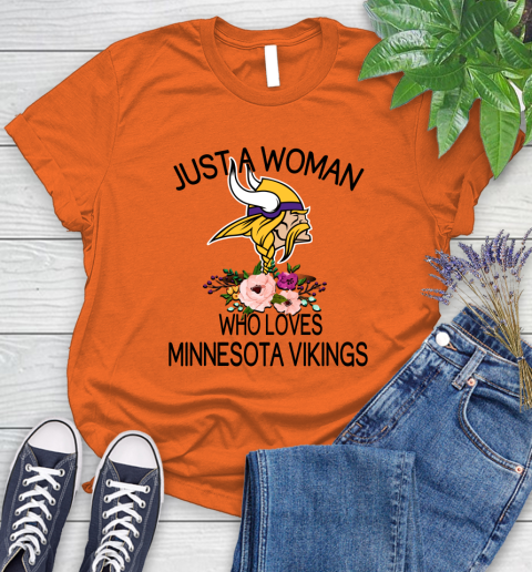 NFL Just A Woman Who Loves Minnesota Vikings Football Sports Women's T-Shirt 2