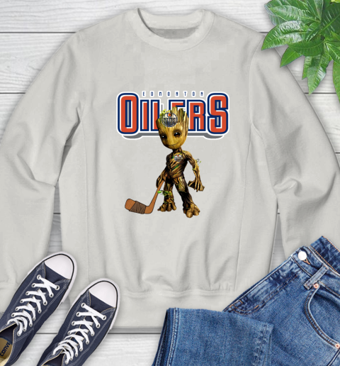 Edmonton Oilers NHL Hockey Groot Marvel Guardians Of The Galaxy Sweatshirt 12