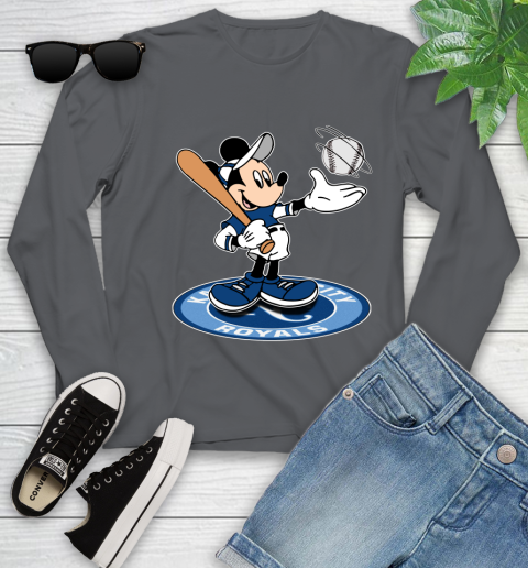 MLB Baseball Kansas City Royals Cheerful Mickey Disney Shirt Youth Long Sleeve 8