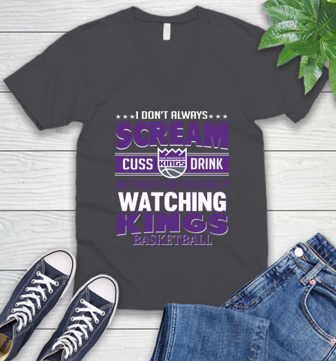 Sacramento Kings NBA Basketball I Scream Cuss Drink When I'm Watching My Team V-Neck T-Shirt 4