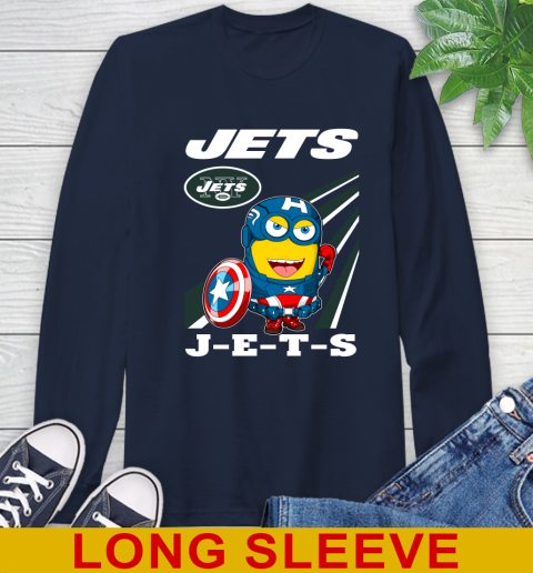 NFL Football New York Jets Captain America Marvel Avengers Minion Shirt Long Sleeve T-Shirt 3