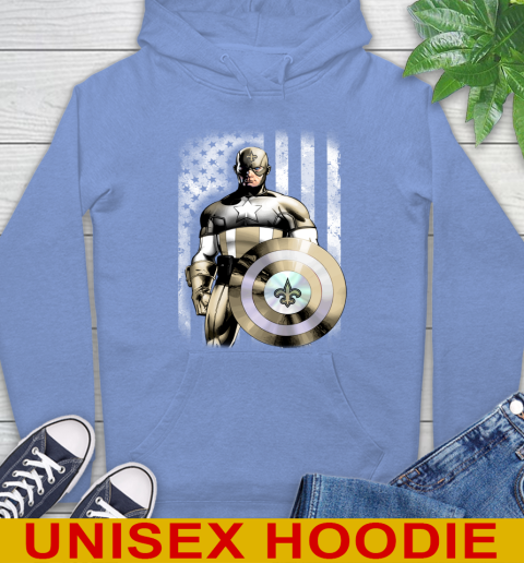 New Orleans Saints NFL Football Captain America Marvel Avengers American Flag Shirt Hoodie 11