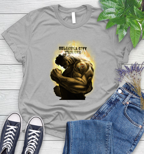 Oklahoma City Thunder NBA Basketball Hulk Marvel Avengers Sports Women's T-Shirt 5