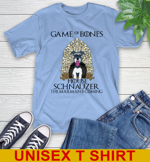 Game of bones house schnauzer dog the mailman is coming tshirt 11