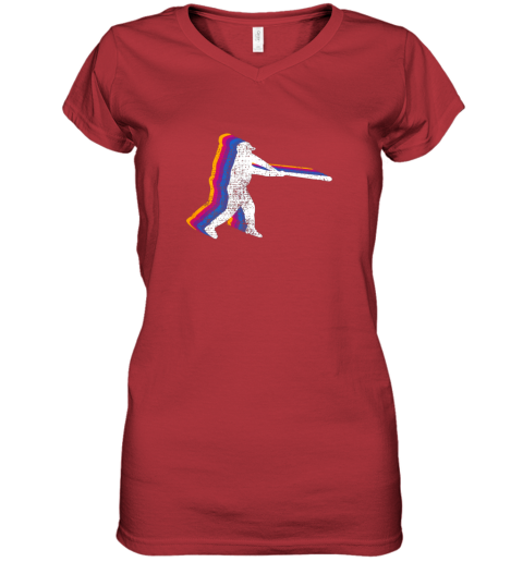 uoyo baseball shirt player gift vintage women v neck t shirt 39 front red