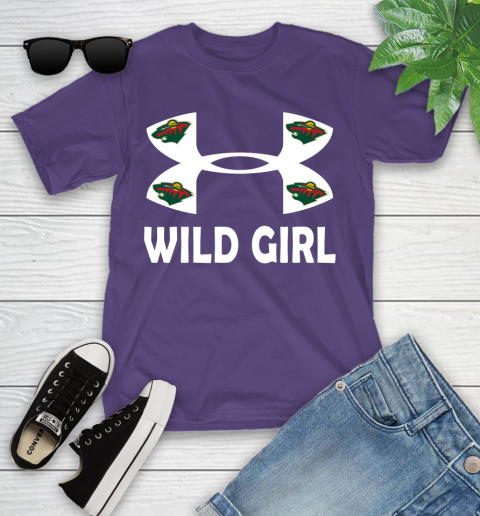 NHL Minnesota Wild Girl Under Armour Hockey Sports Youth T-Shirt 3