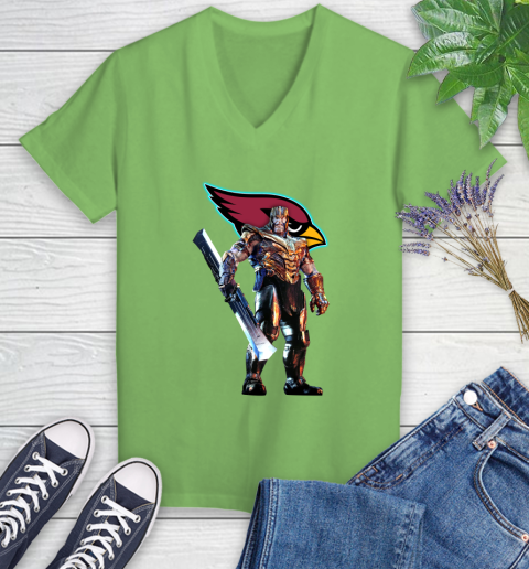 NFL Thanos Gauntlet Avengers Endgame Football Arizona Cardinals Women's V-Neck T-Shirt 11