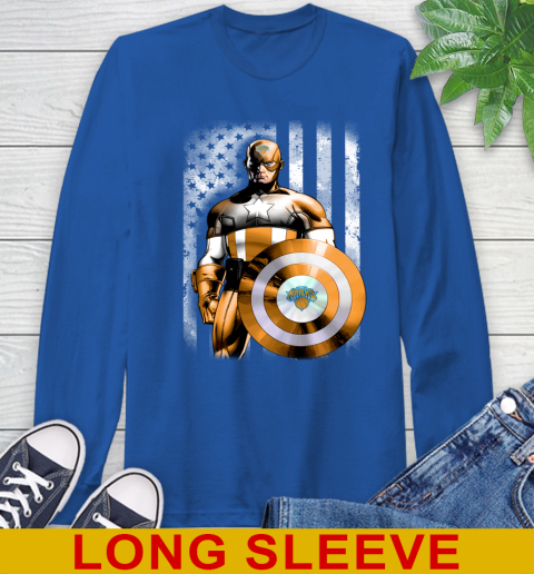 New York Knicks NBA Basketball Captain America Marvel Avengers American Flag Shirt Long Sleeve T-Shirt 11